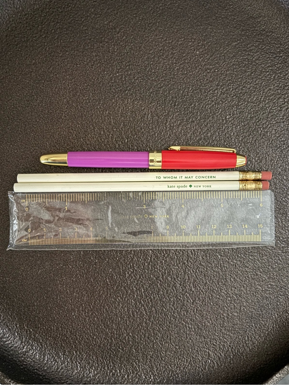 Kate Spade Stationary Set: Pen, 2 Thin Pencils, 6” ruler PLEASE READ DESCRIPTION